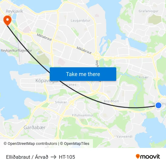 Elliðabraut / Árvað to HT-105 map