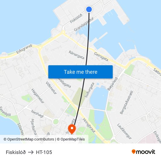 Fiskislóð to HT-105 map