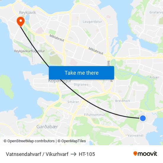 Vatnsendahvarf / Víkurhvarf to HT-105 map