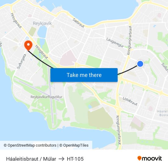 Háaleitisbraut / Múlar to HT-105 map