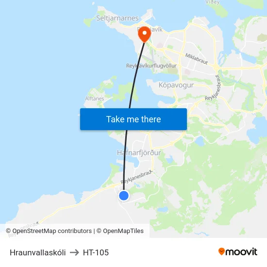 Hraunvallaskóli to HT-105 map