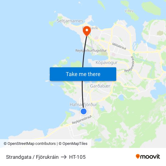 Strandgata / Fjörukráin to HT-105 map