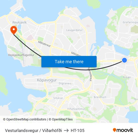 Vesturlandsvegur / Viðarhöfði to HT-105 map