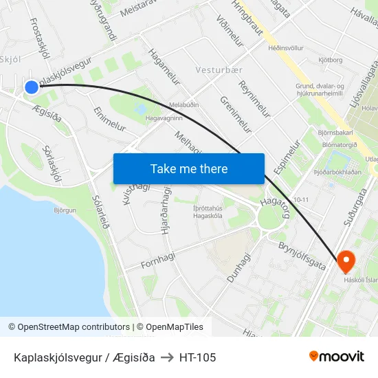 Kaplaskjólsvegur / Ægisíða to HT-105 map