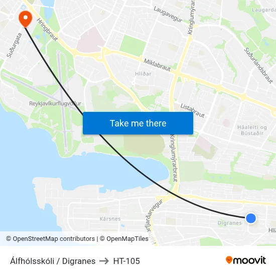 Álfhólsskóli / Digranes to HT-105 map
