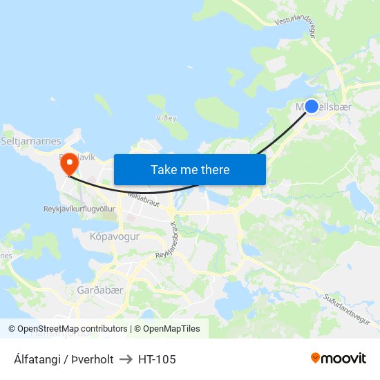 Álfatangi / Þverholt to HT-105 map