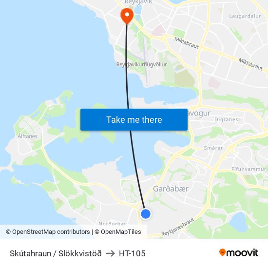 Skútahraun / Slökkvistöð to HT-105 map