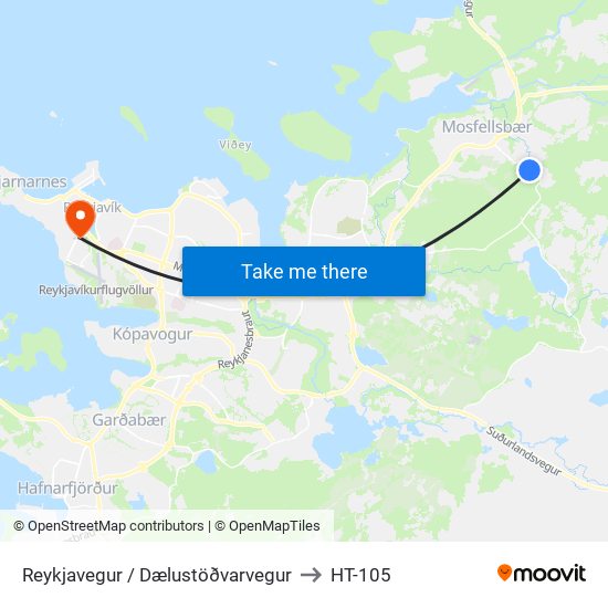 Reykjavegur / Dælustöðvarvegur to HT-105 map