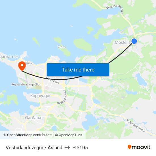 Vesturlandsvegur / Ásland to HT-105 map