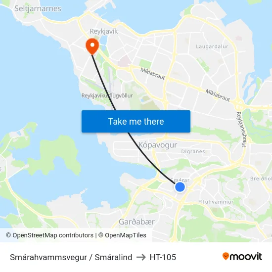 Smárahvammsvegur / Smáralind to HT-105 map