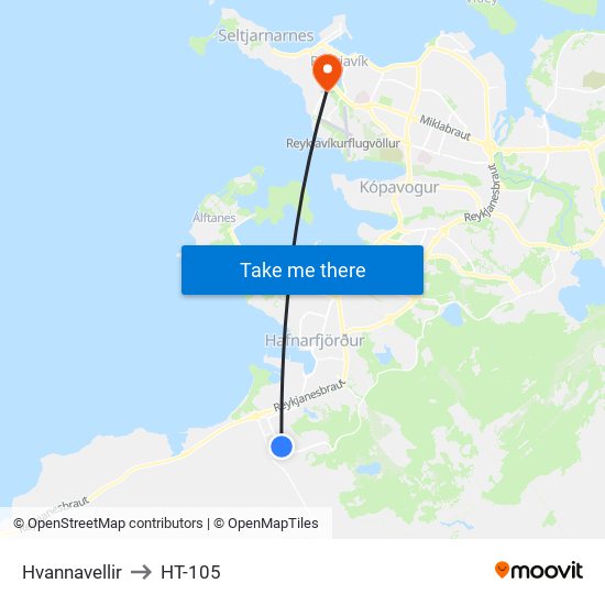 Hvannavellir to HT-105 map