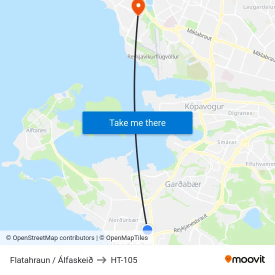 Flatahraun / Álfaskeið to HT-105 map