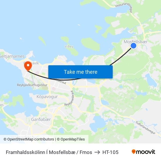 Framhaldsskólinn Í Mosfellsbæ / Fmos to HT-105 map