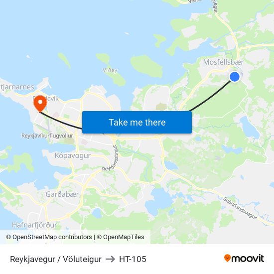 Reykjavegur / Völuteigur to HT-105 map