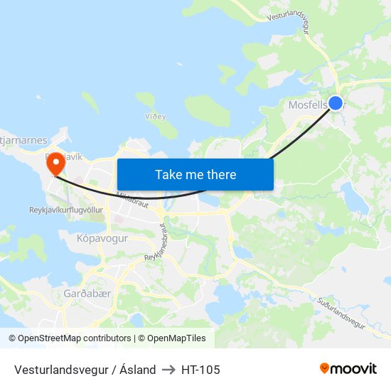 Vesturlandsvegur / Ásland to HT-105 map