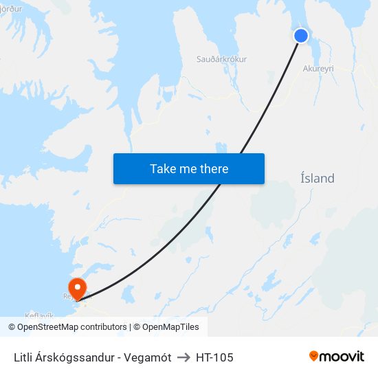 Litli Árskógssandur - Vegamót to HT-105 map