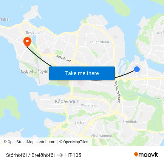 Stórhöfði / Breiðhöfði to HT-105 map