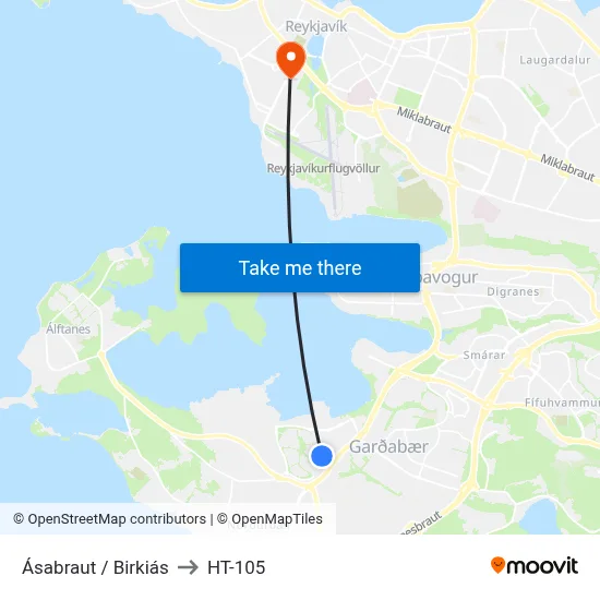 Ásabraut / Birkiás to HT-105 map
