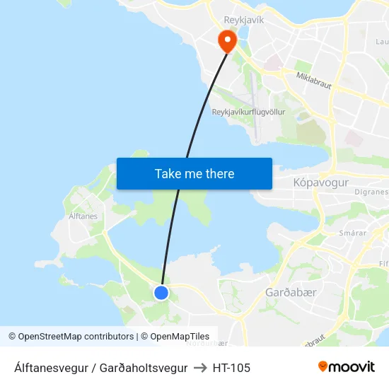 Álftanesvegur / Garðaholtsvegur to HT-105 map