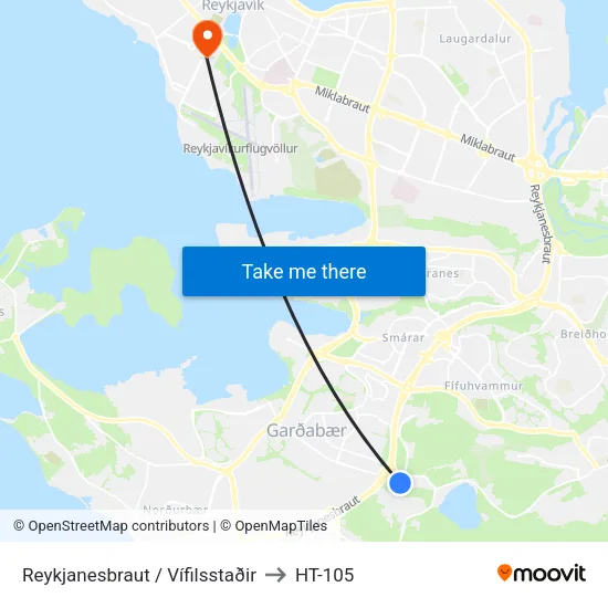 Reykjanesbraut / Vífilsstaðir to HT-105 map