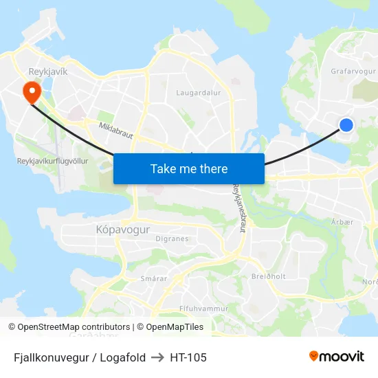 Fjallkonuvegur / Logafold to HT-105 map