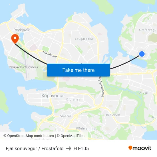 Fjallkonuvegur / Frostafold to HT-105 map