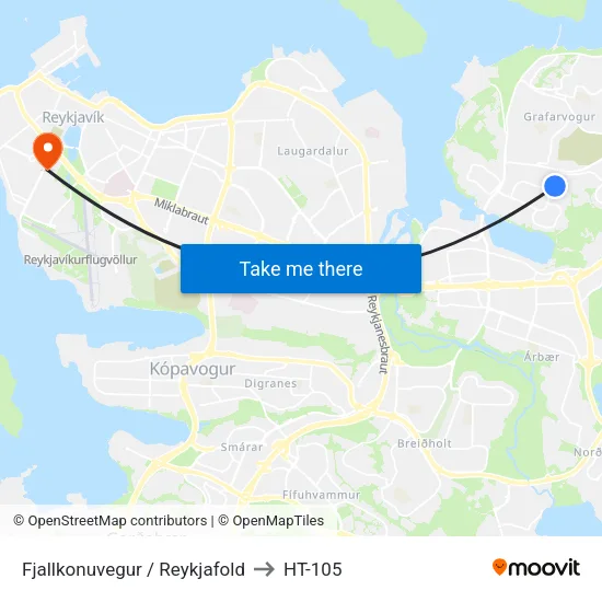 Fjallkonuvegur / Reykjafold to HT-105 map