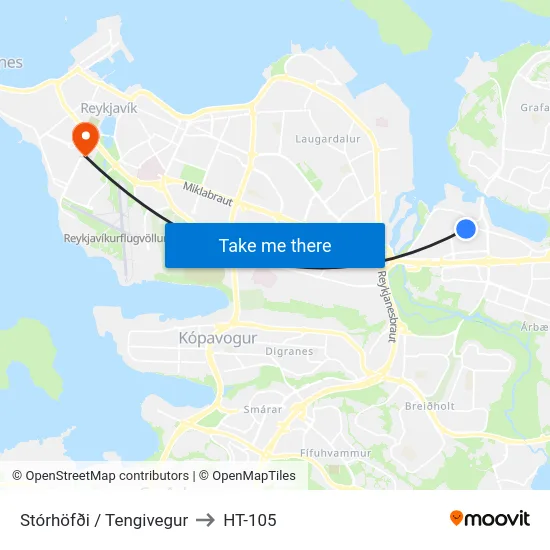 Stórhöfði / Tengivegur to HT-105 map