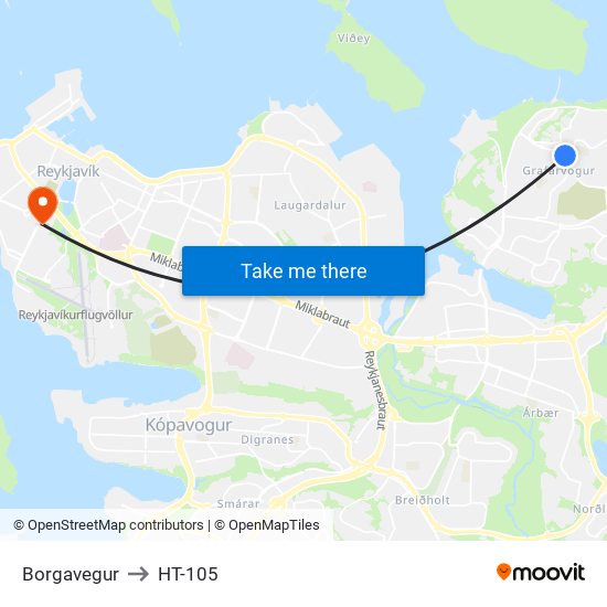 Borgavegur to HT-105 map
