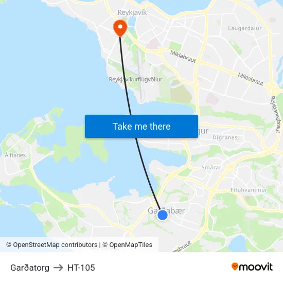 Garðatorg to HT-105 map