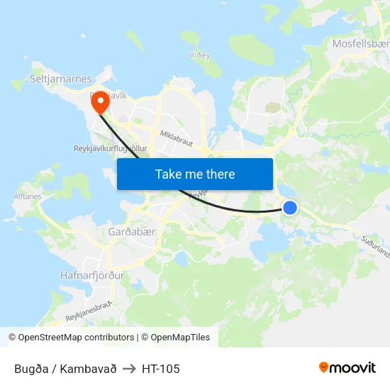 Bugða / Kambavað to HT-105 map