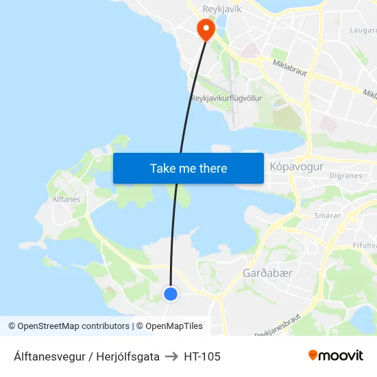 Álftanesvegur / Herjólfsgata to HT-105 map