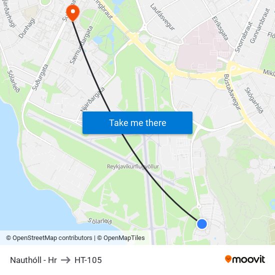 Nauthóll - Hr to HT-105 map