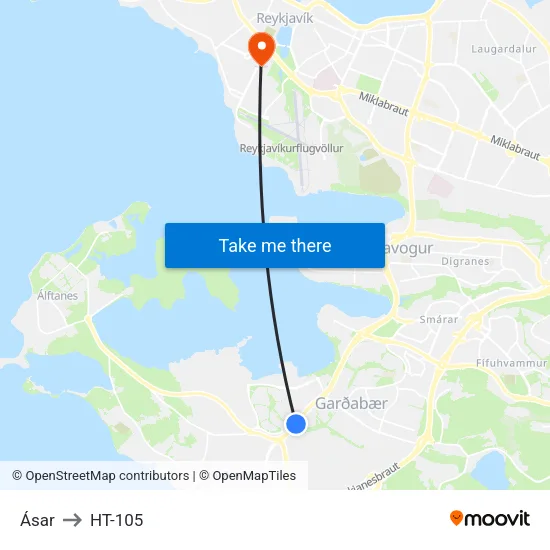 Ásar to HT-105 map