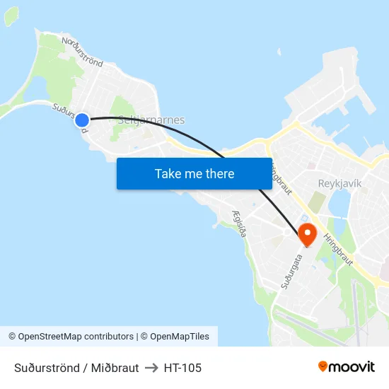Suðurströnd / Miðbraut to HT-105 map