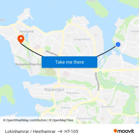 Lokinhamrar / Hesthamrar to HT-105 map