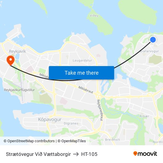 Strætóvegur Við Vættaborgir to HT-105 map