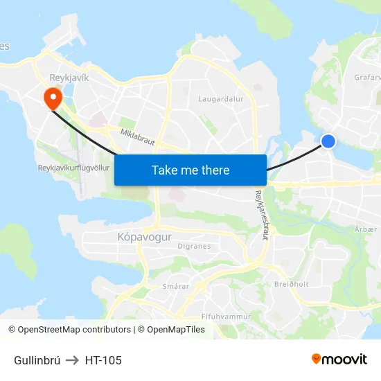 Gullinbrú to HT-105 map