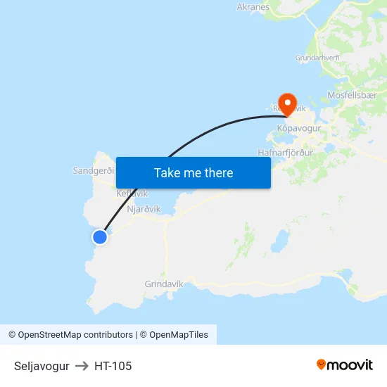 Seljavogur to HT-105 map