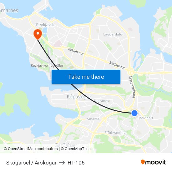 Skógarsel / Árskógar to HT-105 map
