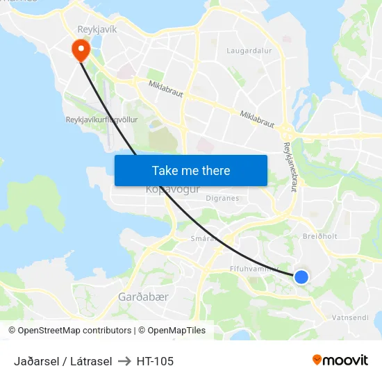Jaðarsel / Látrasel to HT-105 map