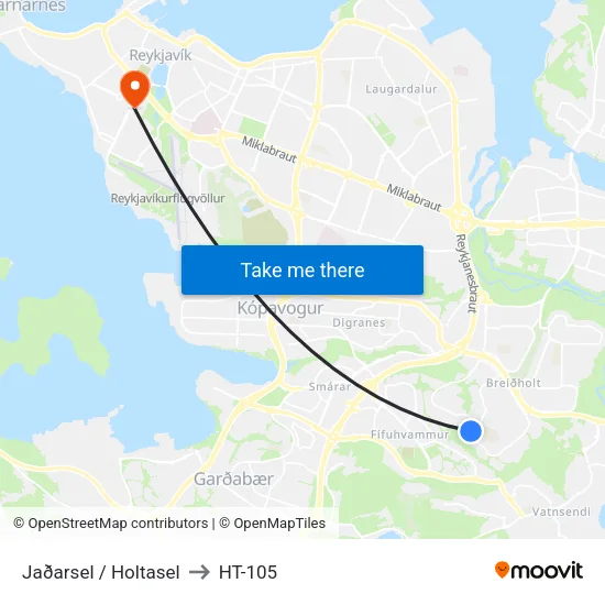 Jaðarsel / Holtasel to HT-105 map