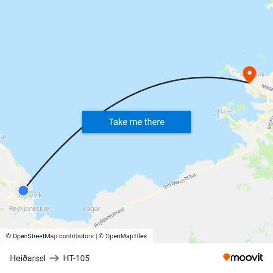 Heiðarsel to HT-105 map