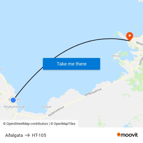 Aðalgata to HT-105 map