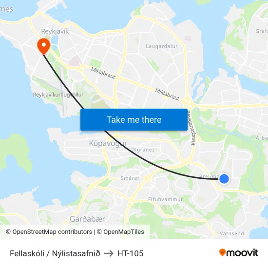 Fellaskóli / Nýlistasafnið to HT-105 map