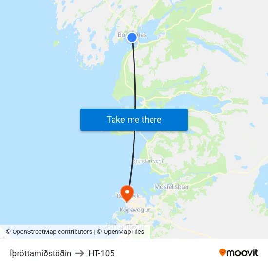 Íþróttamiðstöðin to HT-105 map