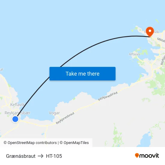 Grænásbraut to HT-105 map
