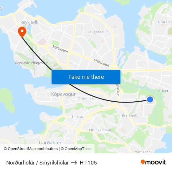 Norðurhólar / Smyrilshólar to HT-105 map