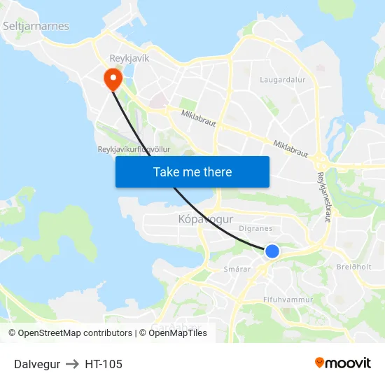 Dalvegur to HT-105 map