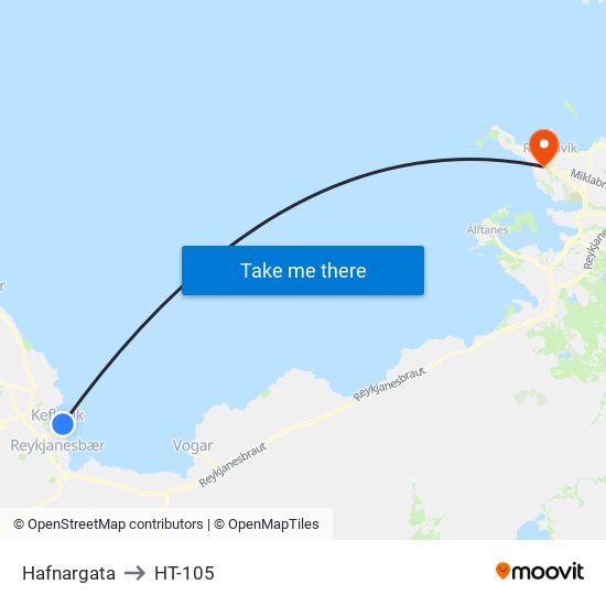 Hafnargata to HT-105 map